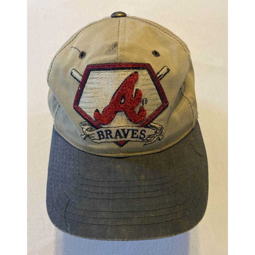 STARTER Vtg 90's MLB Atlanta Braves Paisley Under Brim Letterman A Snapback Hat